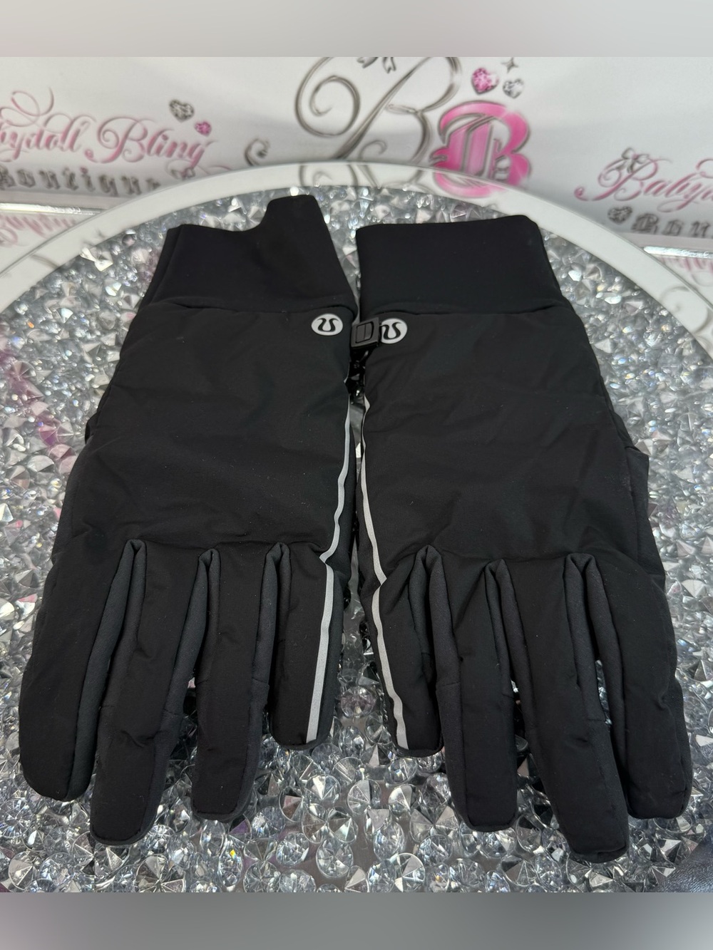 lululemon athletica gloves mitts Black Men's Reflective-Trim Running Gloves